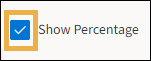 Show percentage checkbox with a yellow highlight box around it.